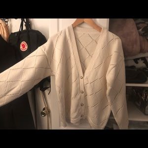 Vintage Creme Oversized Knit Cardigan